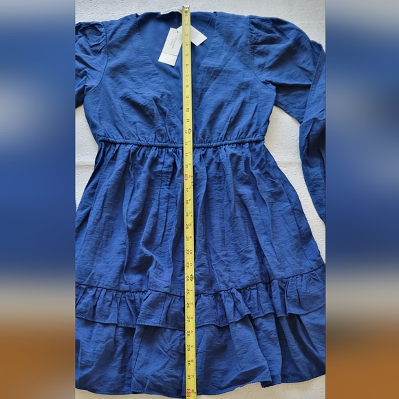 Abercrombie & Fitch blue long Sleeve baby doll ruffle mini dress size XS NWT - Picture 5 of 10